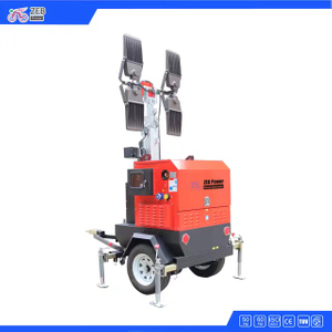 Portable Kubota Diesel Generator Trailer Mobile Light Tower With 9m Manual Mast